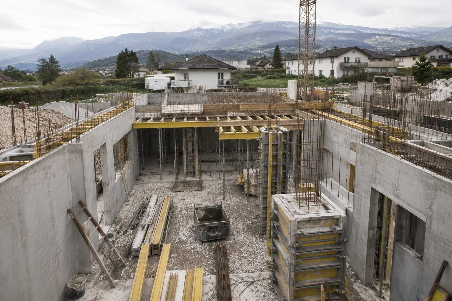 Vue structurelle d'un chantier résidentiel