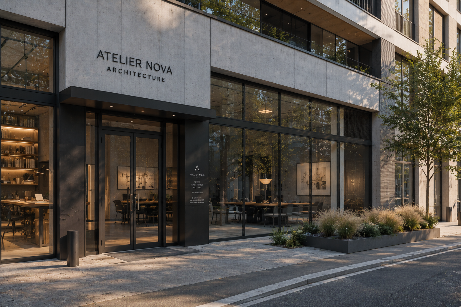 Façade discrète d'Atelier Nova Architecture en ville