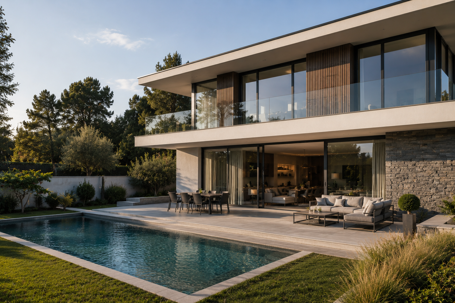 Villa contemporaine avec jardin paysager