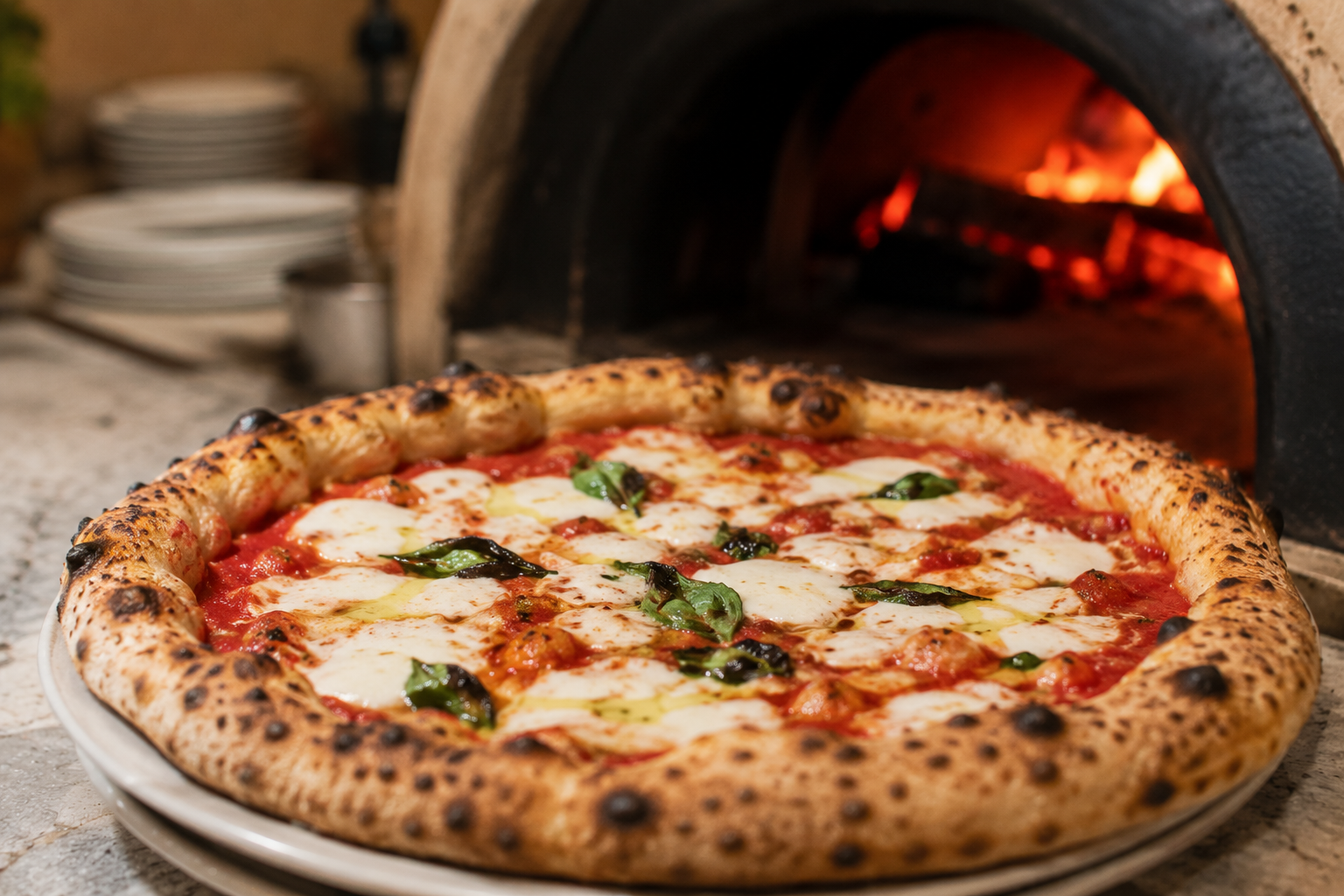 Pizza cuite au feu de bois
