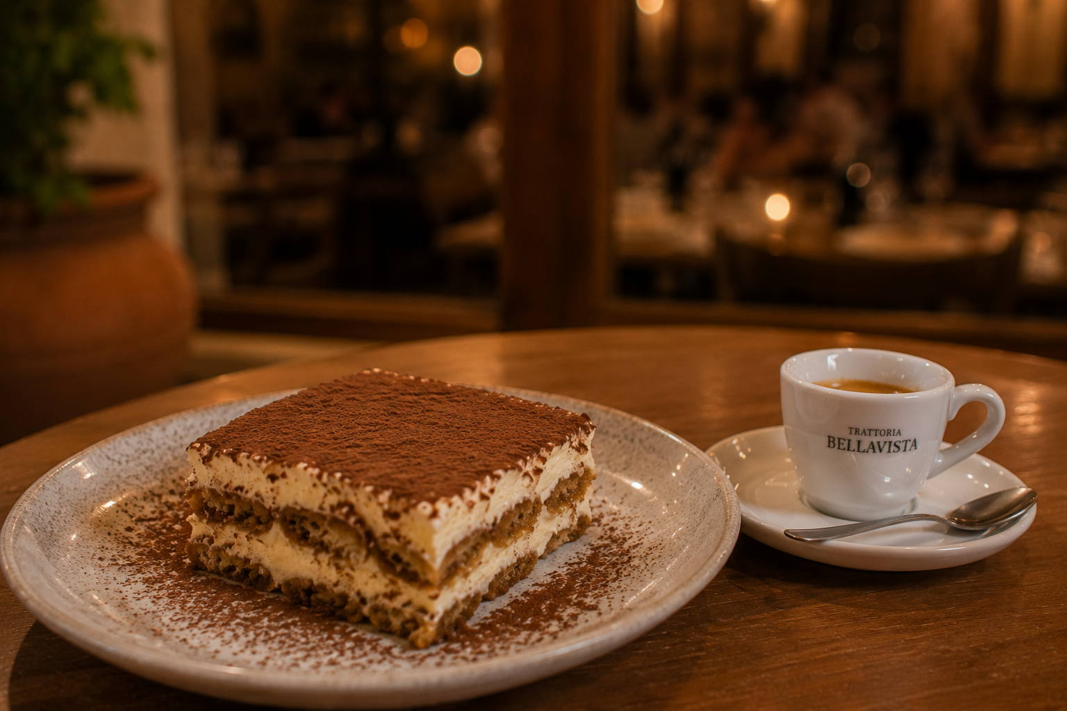 Tiramisu et espresso Trattoria Bellavista